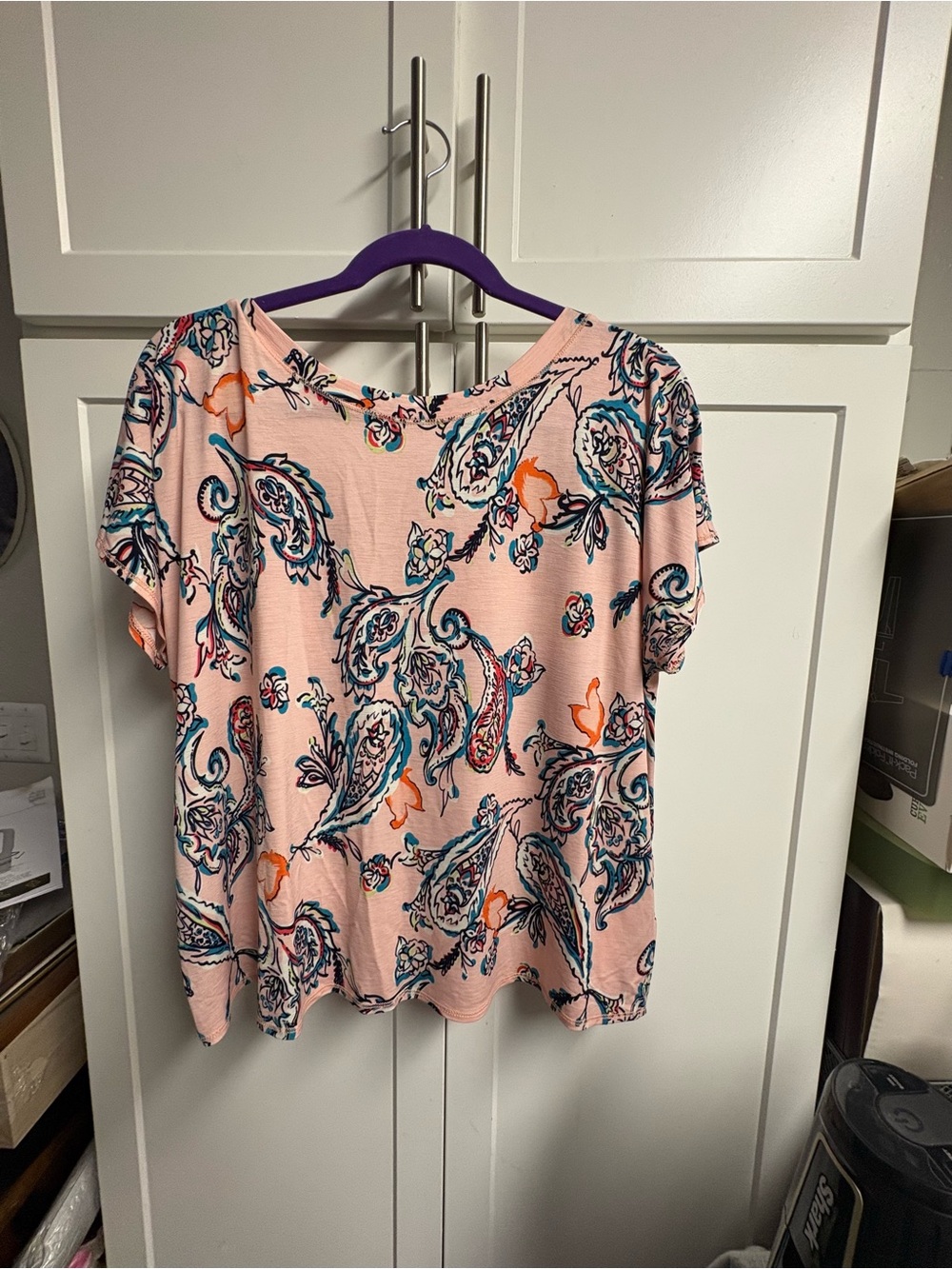 Sew in Love cross over back short sleeve top Sz L